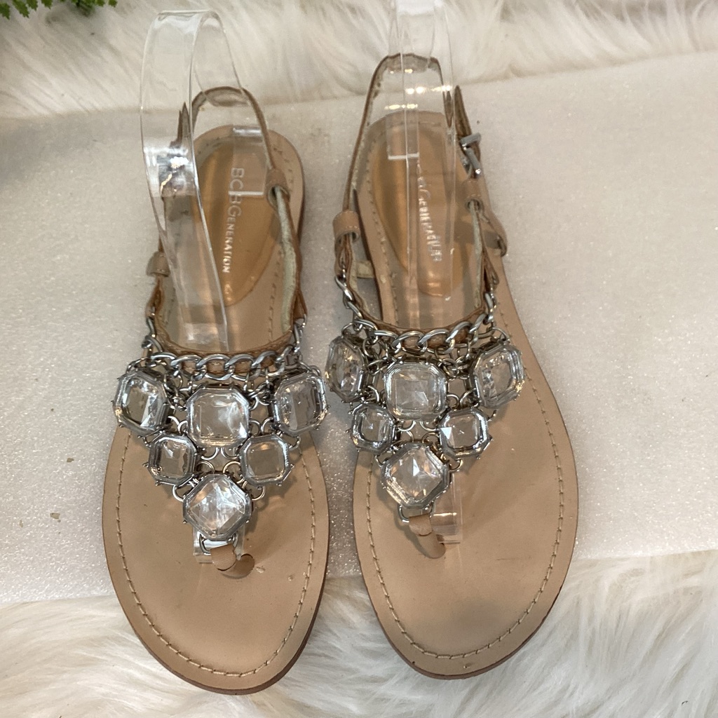 Bcbg Generation Leather Jewel Chain Embellished Sandals Sz 8